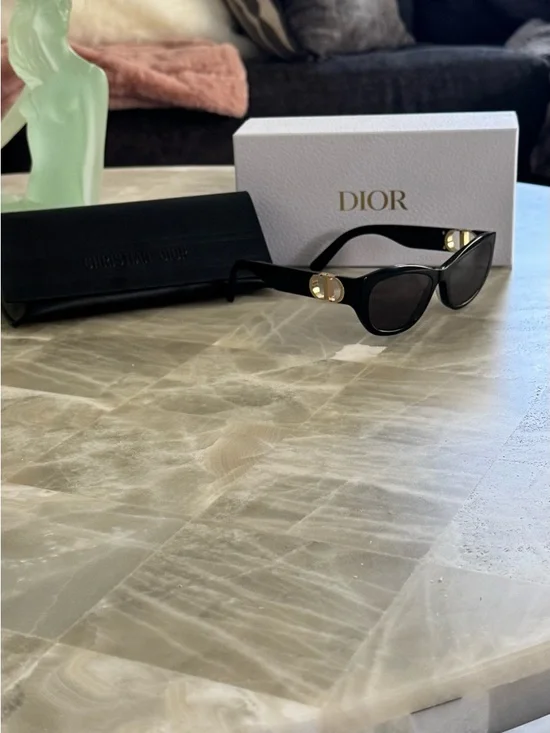 Dior Black Cat-Eye Sunglasses with Gold Hardware - Picture 5 of 6